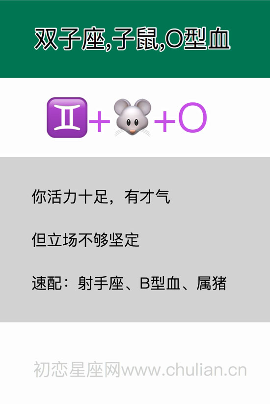 双子座,子鼠,O型血